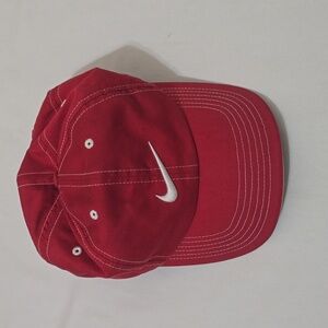 Nike Strapback Red With White Stitching-Adjustable Embroidered Swoosh-